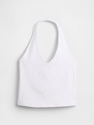 Top corto con scollo all’americana in maglia stretta