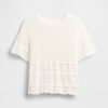 Top corto in maglia traforata in misto lino Top corto in maglia traforata in misto lino