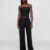 Top corto senza spalline in misto lino con corsetto Top corto senza spalline in misto lino con corsetto