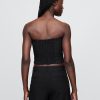 Top corto senza spalline in misto lino con corsetto Top corto senza spalline in misto lino con corsetto