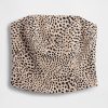 Top corto senza spalline in misto lino con corsetto Top corto senza spalline in misto lino con corsetto