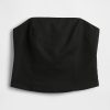 Top corto senza spalline in misto lino con corsetto Top corto senza spalline in misto lino con corsetto