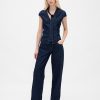 Top in denim con laccetto al collo Top in denim con laccetto al collo
