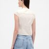 Top in denim con laccetto al collo Top in denim con laccetto al collo