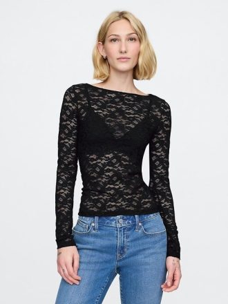Top in pizzo trasparente