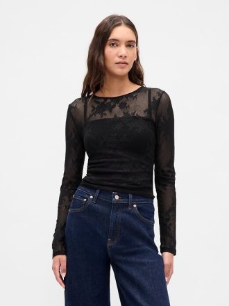 Top in pizzo trasparente