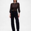 Top in voile con pizzo