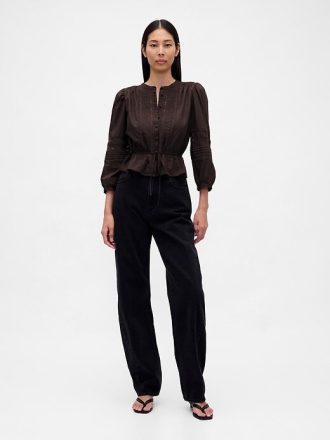 Top in voile con pizzo