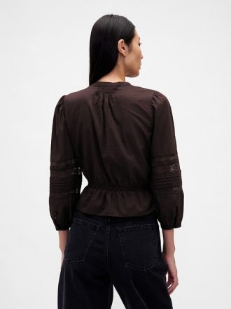 Top in voile con pizzo