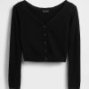 Top leggero CashSoft Crop con bottoni sul davanti