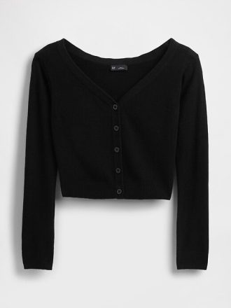 Top leggero CashSoft Crop con bottoni sul davanti