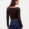 Top leggero CashSoft Crop con bottoni sul davanti
