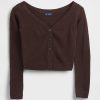 Top leggero CashSoft Crop con bottoni sul davanti