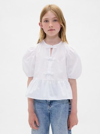 Top peplo con maniche a sbuffo per bambini