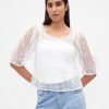 Top ricamato in tulle trasparente Top ricamato in tulle trasparente