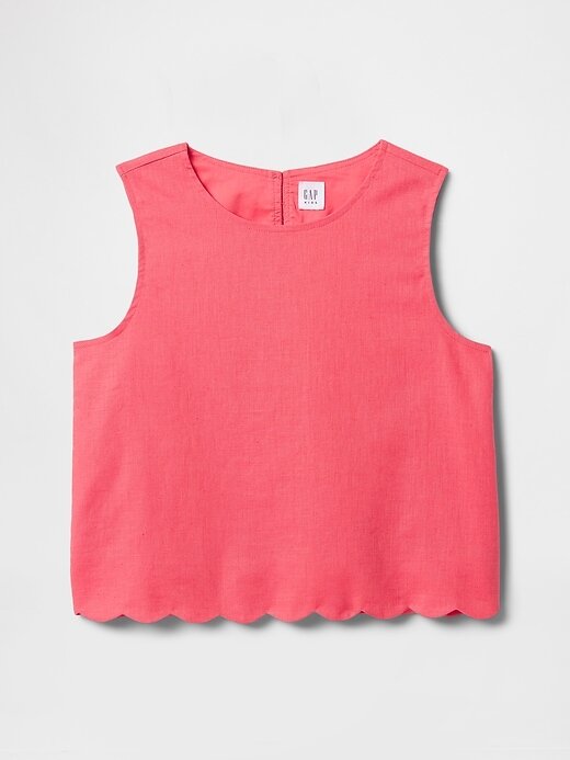 Top smerlato in lino e cotone per bambini Top smerlato in lino e cotone per bambini