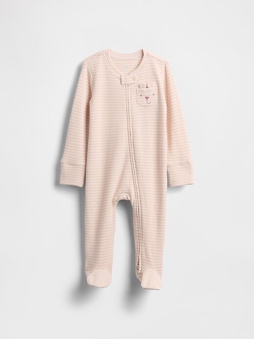 Tutina con piedini e tasche a forma di orsetto in morbida spugna per neonati Tutina con piedini e tasche a forma di orsetto in morbida spugna per neonati
