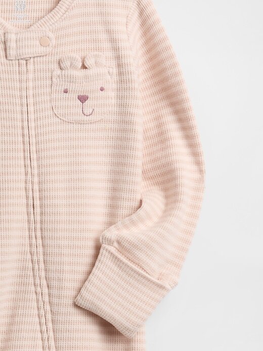 Tutina con piedini e tasche a forma di orsetto in morbida spugna per neonati Tutina con piedini e tasche a forma di orsetto in morbida spugna per neonati
