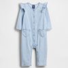 Tutina in denim con tasca a cuore per neonati