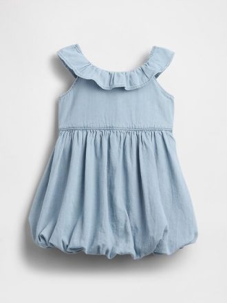 Vestito a bolle in denim per neonati e bambini