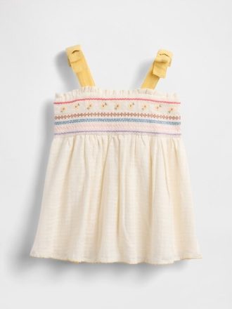 Vestito con spalline annodate ricamato per neonati Vestito con spalline annodate ricamato per neonati