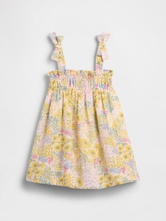 Vestito in garza di cotone con fiocco per neonati e bambini